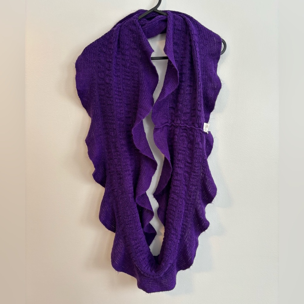 Royal Purple Knit Ruffle Infinity Scarf Layered Potato Chip Shawl